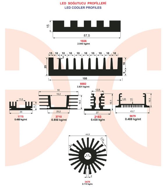 Okov - Aluminijum - Utkan STAR Led Cooler Profiles