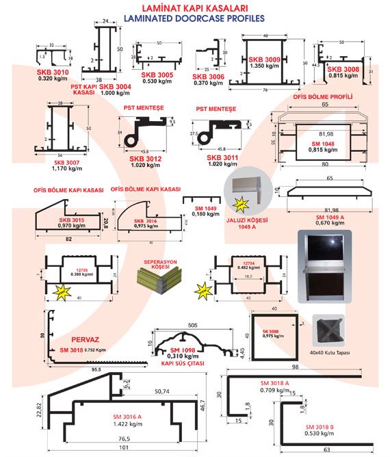Okov - Aluminijum - Utkan STAR Laminated Doorcase Profiles