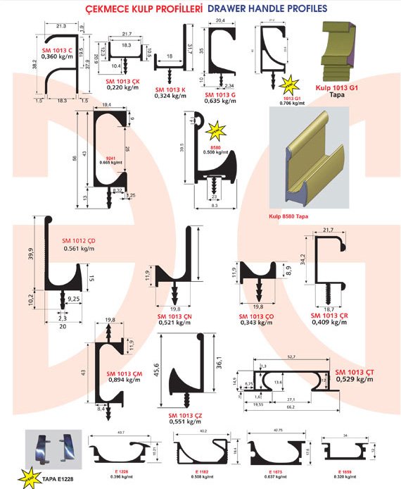 Okov - Aluminijum - Utkan STAR Drawer Handles Profiles 2