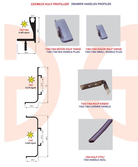 Okov - Aluminijum - Utkan STAR Drawer Handles Profiles 4