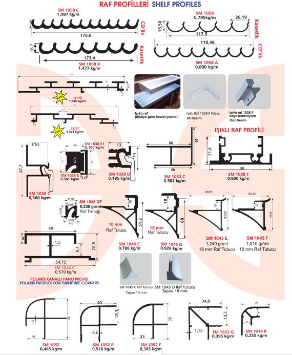 Okov - Aluminijum - Utkan STAR Shelf Profiles 