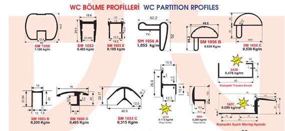 Okov - Aluminijum - Utkan STAR  Wc Partition Profiles