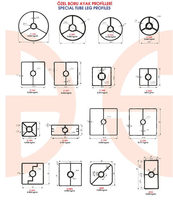 Okov - Aluminijum - Utkan STAR Special Tube Leg Profiles